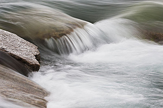 水,流动,上方,石头,瀑布,怀特霍斯,育空,加拿大
