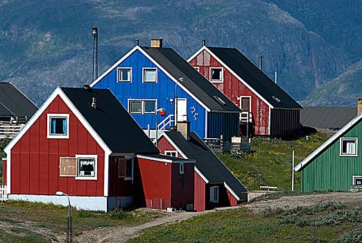 格陵兰,彩色,屋舍,城镇