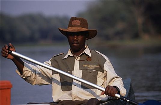 赞比亚,赞比西河下游国家公园,引导,露营,独木舟,旅游,水道
