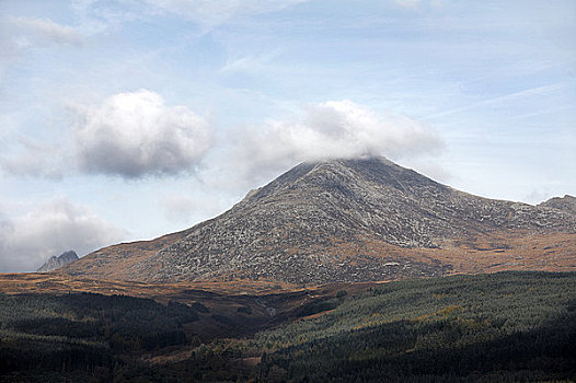 苏格兰,北爱尔郡,云,上方,顶峰,山,上升,阿兰岛