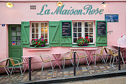 咖啡,玫瑰,蒙马特尔,巴黎,法国