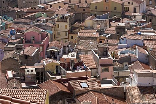 屋顶,历史名城,中心,萨丁尼亚,意大利,欧洲
