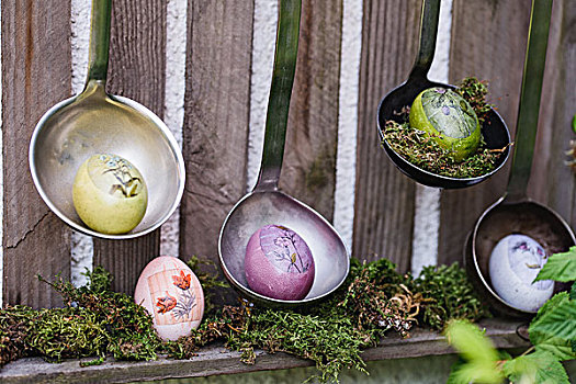 花园,装饰,汤匙,复活节彩蛋,特写