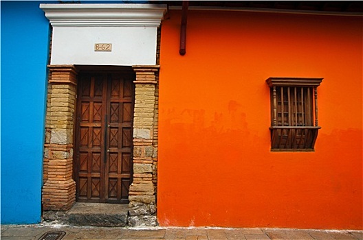 橙色,蓝色,殖民地,墙壁