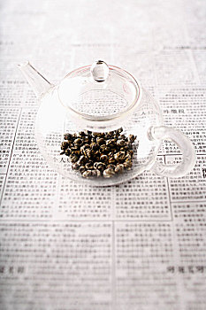 准备,茉莉属,龙,珍珠,中国,绿茶