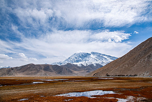 新疆帕米尔高原葱岭上的喀拉库勒湖湿地