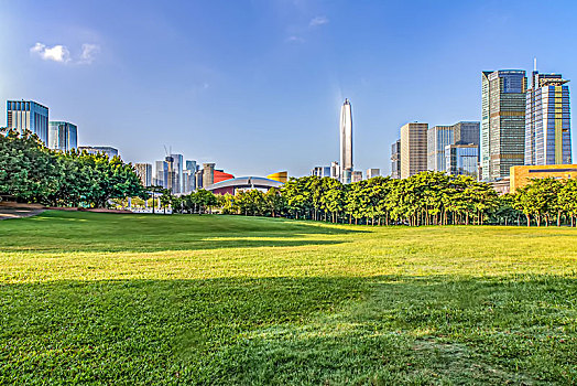 深圳莲花山公园和现代城市建筑