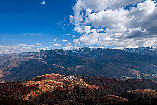 云南东川红土地落霞沟梯田