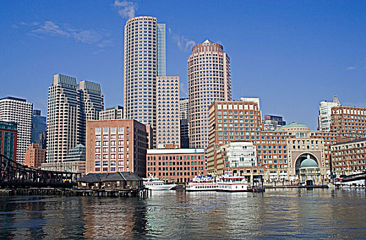 天际线,金融区,波士顿,马萨诸塞,新英格兰,美国