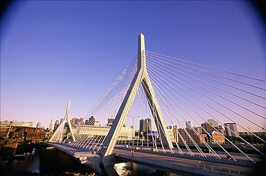 桥,河,山,波士顿,马萨诸塞,美国