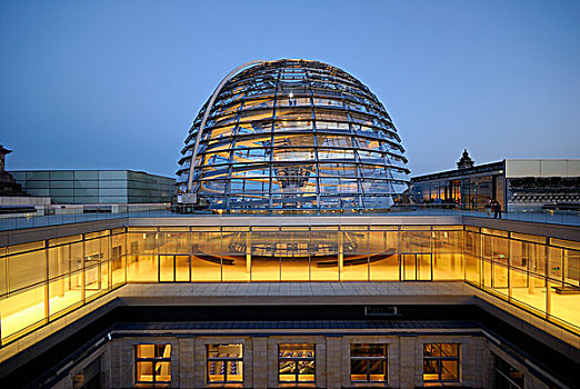 德国国会大厦,圆顶,夜晚,建筑,政府,地区,柏林,蒂尔加滕,德国,欧洲