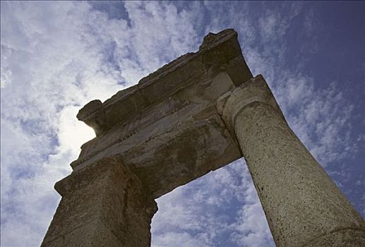 柱子,多利安式,庙宇,遗址,古镇,罗德斯,岛屿,多德卡尼斯群岛,爱琴海,希腊