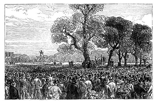 示威,树,海德公园,伦敦,19世纪,艺术家,未知