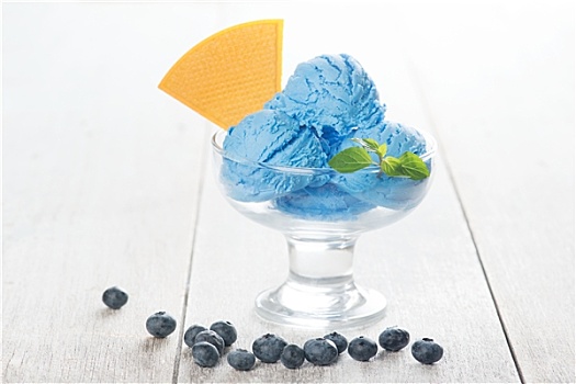 蓝莓,冰淇淋,杯子