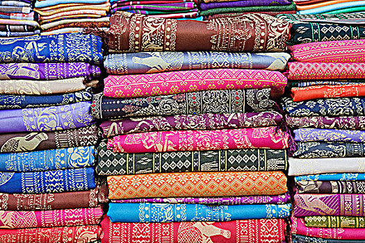 特写,丝绸,布,收获,柬埔寨