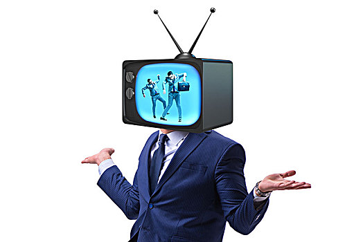 男人,电视,头部,上瘾,概念