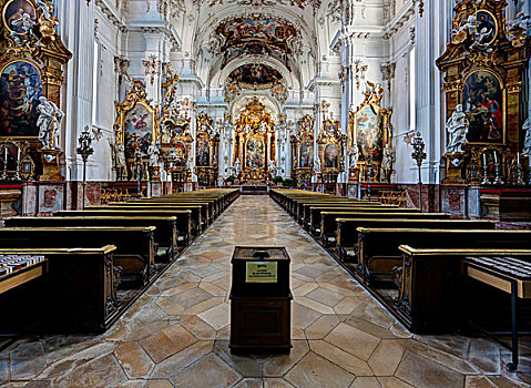 内景,教堂,寺院,巴伐利亚,德国,欧洲