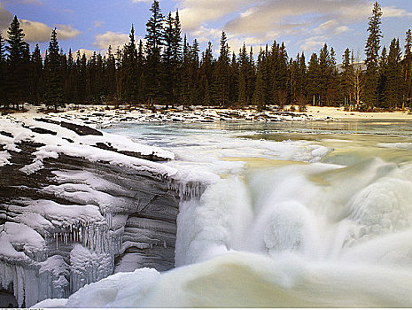 阿萨巴斯卡瀑布,碧玉国家公园,艾伯塔省,加拿大