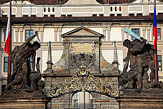 捷克共和国,布拉格,城堡,正门入口,第一,院落