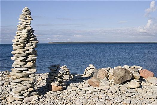 累石堆,靠近,岛屿,爱沙尼亚,欧洲