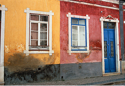 房子,人行道,法若,阿尔加维,葡萄牙