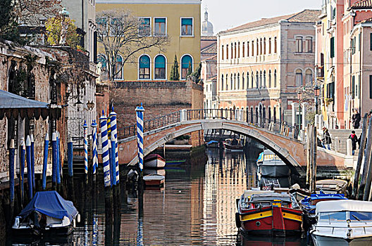 桥,房子,运河,威尼斯,威尼托,意大利,欧洲