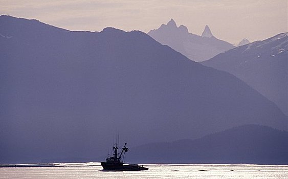 渔船,海中,通道,阿拉斯加,美国