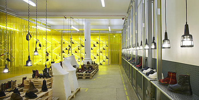 貂,商店,设计,伦敦,英国,2009年,全景,内景,展示,创新,产品,黄色,亮光