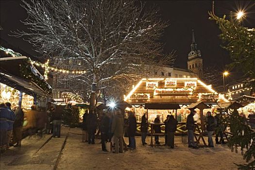圣诞市场,慕尼黑,老,教堂