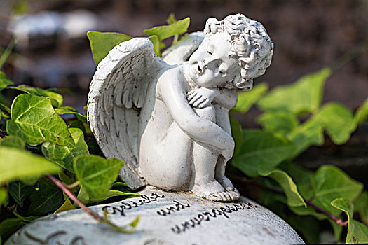 天使形象,文字,墓碑,墓地,圣地,下萨克森,德国