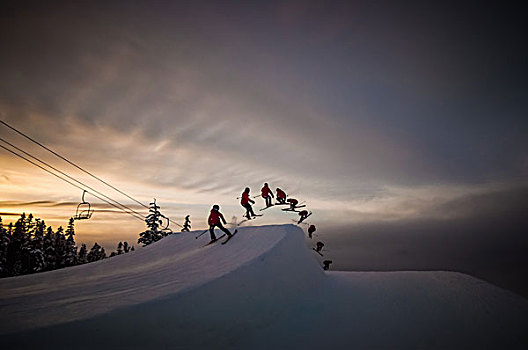 多,图像,滑雪,半空中,开关,惠斯勒,不列颠哥伦比亚省,加拿大
