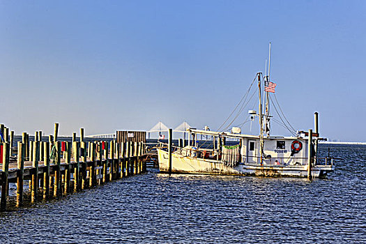 老,渔船,码头,佛罗里达