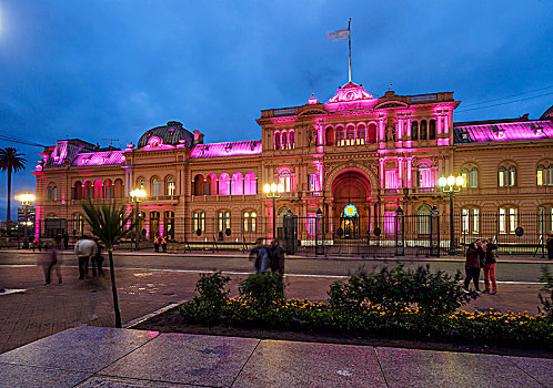 玫瑰宫,五月广场,黎明,布宜诺斯艾利斯,阿根廷,南美