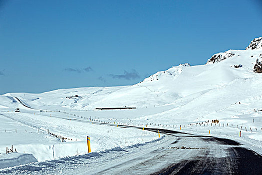 雪,光滑,道路,火山,冬天