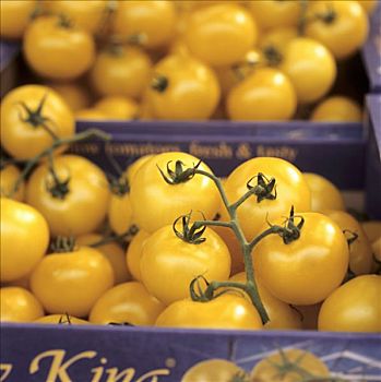 黄色,西红柿茎,盒子,市场