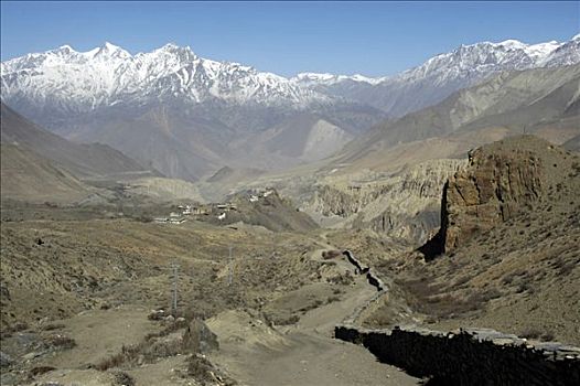风景,雪冠,山峦,安娜普纳地区,尼泊尔