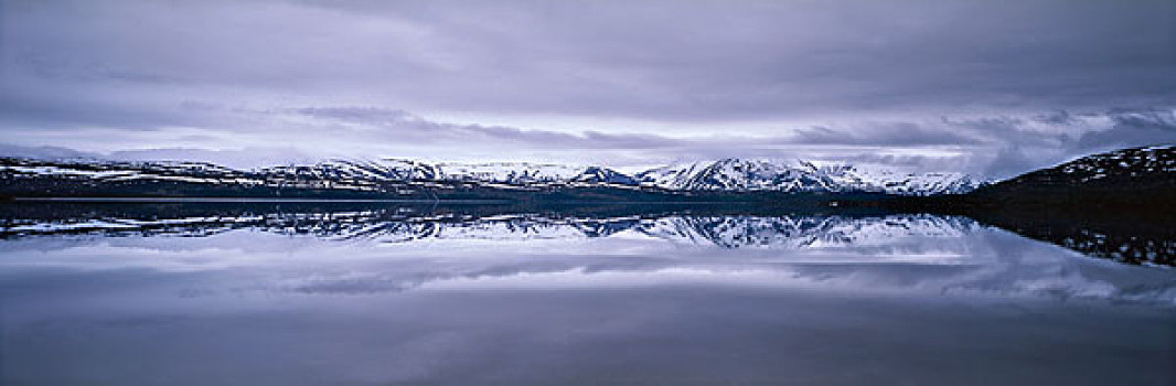 挪威,极地,圆,湖,山,反射,大幅,尺寸