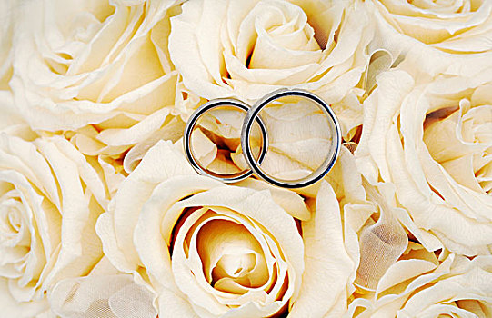婚戒,新娘手花,白色,玫瑰