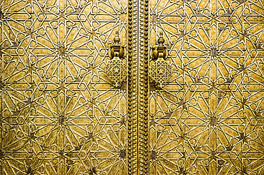 黄铜,门,门叩,特写,入口,苏丹国,宫殿,摩洛哥,非洲