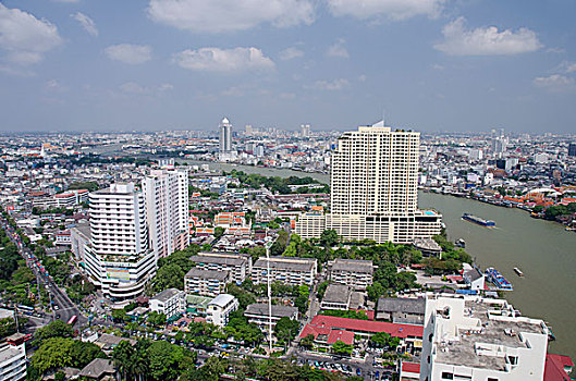 泰国,曼谷,市区,天际线,风景,湄南河