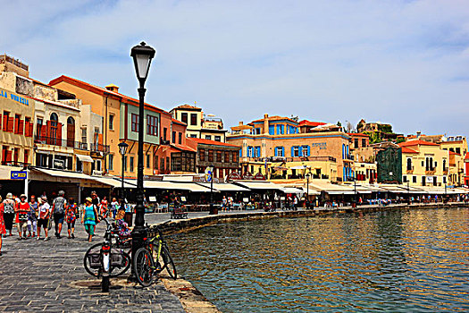 港口,散步场所,威尼斯,历史,中心,哈尼亚,克里特岛,希腊,欧洲