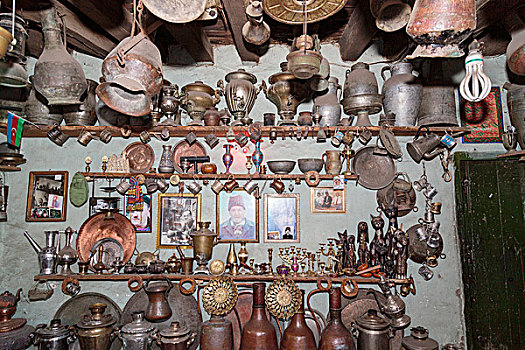 阿塞拜疆,室内,老式,铜,罐