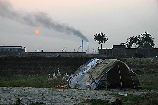 烟,排放,近郊,首都,达卡,孟加拉,四月,2008年
