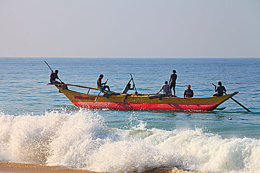 斯里兰卡,西海岸,渔船,渔民