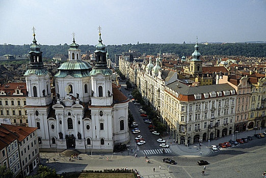 捷克共和国,布拉格,老城广场,旧城广场,圣徒,尼古拉斯,教堂