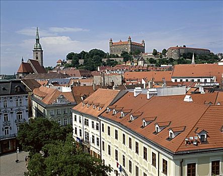 老城,屋顶,城堡,斯洛伐克
