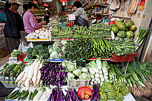 中国,香港,湾仔,菜市场