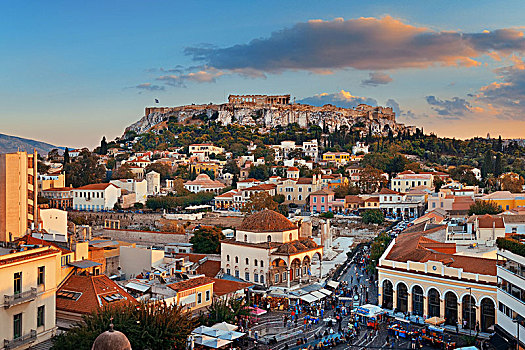 雅典,天际线,屋顶,风景,希腊