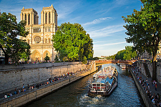 塞纳河,仰视,大教堂,庆贺,庆祝,音乐,节日,相互,六月,巴黎,法国