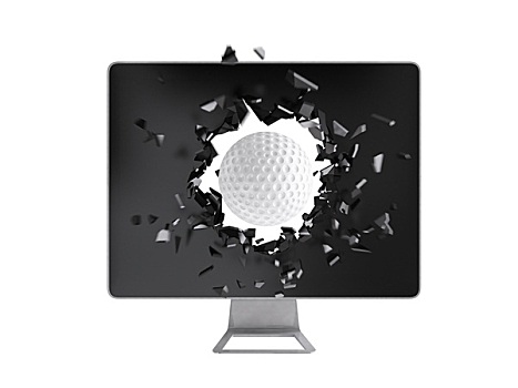 高尔夫球,毁坏,电脑屏幕